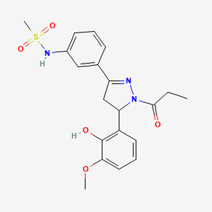 molecular formula C20H23N3O5S B2499781 N-(3-(5-(2-hydroxy-3-methoxyphenyl)-1-propionyl-4,5-dihydro-1H-pyrazol-3-yl)phenyl)methanesulfonamide CAS No. 927050-62-2