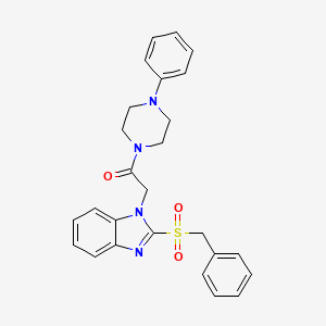 molecular formula C26H26N4O3S B2499788 2-(2-(benzylsulfonyl)-1H-benzo[d]imidazol-1-yl)-1-(4-phenylpiperazin-1-yl)ethanone CAS No. 886905-92-6