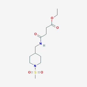 molecular formula C13H24N2O5S B2499791 Ethyl 4-(((1-(methylsulfonyl)piperidin-4-yl)methyl)amino)-4-oxobutanoate CAS No. 1234947-36-4