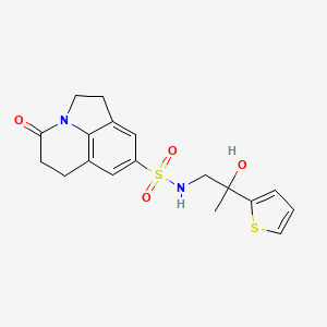 molecular formula C18H20N2O4S2 B2499793 N-(2-hydroxy-2-(thiophen-2-yl)propyl)-4-oxo-2,4,5,6-tetrahydro-1H-pyrrolo[3,2,1-ij]quinoline-8-sulfonamide CAS No. 1788770-18-2