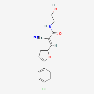 molecular formula C16H13ClN2O3 B2499800 (E)-3-(5-(4-氯苯基)呋喃-2-基)-2-氰基-N-(2-羟基乙基)丙烯酰胺 CAS No. 391220-42-1