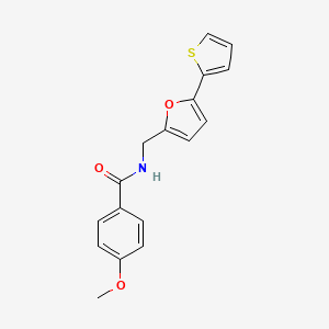 molecular formula C17H15NO3S B2499810 4-methoxy-N-((5-(thiophen-2-yl)furan-2-yl)methyl)benzamide CAS No. 2034403-51-3