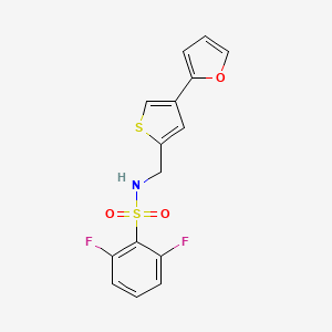 molecular formula C15H11F2NO3S2 B2499824 2,6-difluoro-N-{[4-(furan-2-yl)thiophen-2-yl]methyl}benzene-1-sulfonamide CAS No. 2380063-25-0