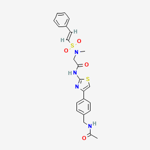 N-[4-[4-(acetamidomethyl)phenyl]-1,3-thiazol-2-yl]-2-[methyl-[(E)-2-phenylethenyl]sulfonylamino]acetamide