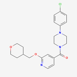 molecular formula C22H26ClN3O3 B2499829 (4-(4-chlorophenyl)piperazin-1-yl)(2-((tetrahydro-2H-pyran-4-yl)methoxy)pyridin-4-yl)methanone CAS No. 2034243-17-7