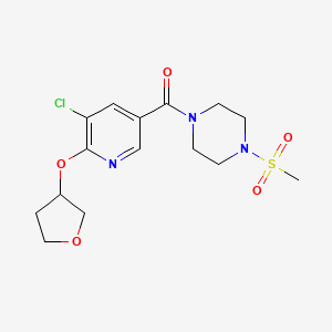 molecular formula C15H20ClN3O5S B2499837 (5-Chloro-6-((tetrahydrofuran-3-yl)oxy)pyridin-3-yl)(4-(methylsulfonyl)piperazin-1-yl)methanone CAS No. 1903555-23-6