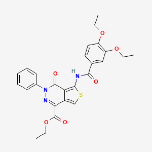 molecular formula C26H25N3O6S B2499840 乙酸乙酯 5-(3,4-二乙氧基苯甲酰氨基)-4-氧代-3-苯基-3,4-二氢噻吩[3,4-d]吡啶-1-羧酸酯 CAS No. 851947-12-1