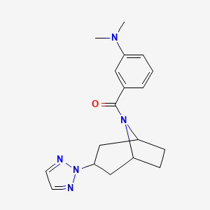 molecular formula C18H23N5O B2499857 ((1R,5S)-3-(2H-1,2,3-triazol-2-yl)-8-azabicyclo[3.2.1]octan-8-yl)(3-(dimethylamino)phenyl)methanone CAS No. 2109252-83-5