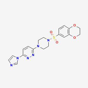 3-(4-((2,3-dihydrobenzo[b][1,4]dioxin-6-yl)sulfonyl)piperazin-1-yl)-6-(1H-imidazol-1-yl)pyridazine