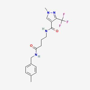 molecular formula C18H21F3N4O2 B2499868 1-methyl-N-{4-[(4-methylbenzyl)amino]-4-oxobutyl}-3-(trifluoromethyl)-1H-pyrazole-4-carboxamide CAS No. 956959-91-4