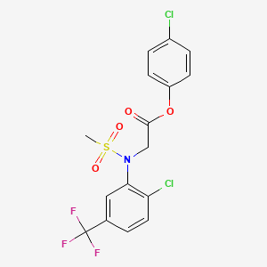 molecular formula C16H12Cl2F3NO4S B2499873 4-Chlorophenyl 2-[2-chloro(methylsulfonyl)-5-(trifluoromethyl)anilino]acetate CAS No. 866131-08-0