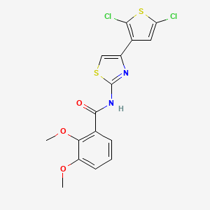 molecular formula C16H12Cl2N2O3S2 B2499881 N-(4-(2,5-dichlorothiophen-3-yl)thiazol-2-yl)-2,3-dimethoxybenzamide CAS No. 922604-23-7