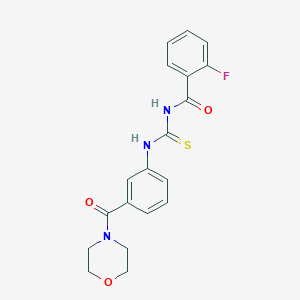 molecular formula C19H18FN3O3S B249989 2-fluoro-N-{[3-(morpholin-4-ylcarbonyl)phenyl]carbamothioyl}benzamide 