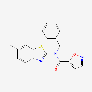 molecular formula C19H15N3O2S B2499895 N-benzyl-N-(6-methylbenzo[d]thiazol-2-yl)isoxazole-5-carboxamide CAS No. 941994-27-0