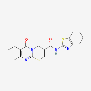 molecular formula C18H22N4O2S2 B2499899 7-乙基-8-甲基-6-氧代-N-(4,5,6,7-四氢苯并[d]噻嗪-2-基)-2,3,4,6-四氢嘧啶并[2,1-b][1,3]噻嗪-3-甲酰胺 CAS No. 1421499-58-2