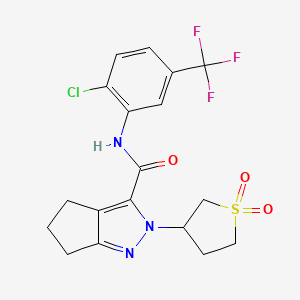 molecular formula C18H17ClF3N3O3S B2499903 N-(2-chloro-5-(trifluoromethyl)phenyl)-2-(1,1-dioxidotetrahydrothiophen-3-yl)-2,4,5,6-tetrahydrocyclopenta[c]pyrazole-3-carboxamide CAS No. 2309313-92-4