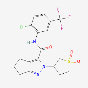 molecular formula C18H17ClF3N3O3S B2499903 N-[2-chloro-5-(trifluoromethyl)phenyl]-2-(1,1-dioxo-1lambda6-thiolan-3-yl)-2H,4H,5H,6H-cyclopenta[c]pyrazole-3-carboxamide CAS No. 2309313-92-4