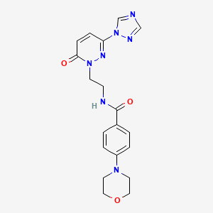 molecular formula C19H21N7O3 B2499915 4-morpholino-N-(2-(6-oxo-3-(1H-1,2,4-triazol-1-yl)pyridazin-1(6H)-yl)ethyl)benzamide CAS No. 1448046-34-1