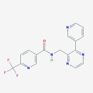 molecular formula C17H12F3N5O B2499916 N-((3-(pyridin-3-yl)pyrazin-2-yl)methyl)-6-(trifluoromethyl)nicotinamide CAS No. 2034231-01-9