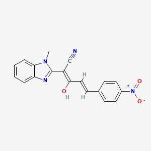 molecular formula C19H14N4O3 B2499930 (2E,4E)-2-(1-methyl-1H-benzo[d]imidazol-2(3H)-ylidene)-5-(4-nitrophenyl)-3-oxopent-4-enenitrile CAS No. 476317-20-1