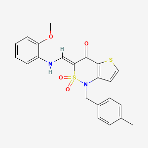 (3Z)-3-{[(2-methoxyphenyl)amino]methylidene}-1-(4-methylbenzyl)-1H-thieno[3,2-c][1,2]thiazin-4(3H)-one 2,2-dioxide