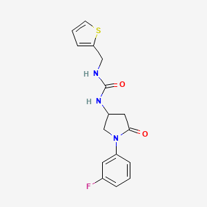 molecular formula C16H16FN3O2S B2499938 1-(1-(3-氟苯基)-5-氧代吡咯啉-3-基)-3-(噻吩-2-基甲基)脲 CAS No. 891104-90-8