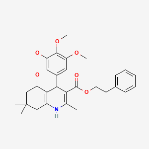 molecular formula C30H35NO6 B2499941 2-Phenylethyl 2,7,7-trimethyl-5-oxo-4-(3,4,5-trimethoxyphenyl)-1,4,5,6,7,8-hexahydro-3-quinolinecarboxylate CAS No. 313244-99-4