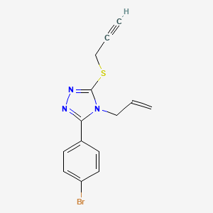 molecular formula C14H12BrN3S B2499942 3-(4-bromophenyl)-4-(prop-2-en-1-yl)-5-(prop-2-yn-1-ylsulfanyl)-4H-1,2,4-triazole CAS No. 881445-86-9