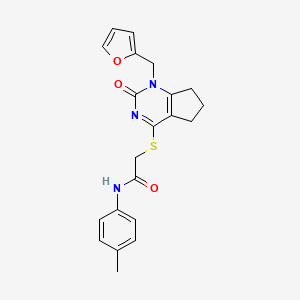 molecular formula C21H21N3O3S B2499951 2-[[1-(呋喃-2-基甲基)-2-氧代-6,7-二氢-5H-环戊二嘧啶-4-基]硫代]-N-(4-甲基苯基)乙酰胺 CAS No. 946373-75-7