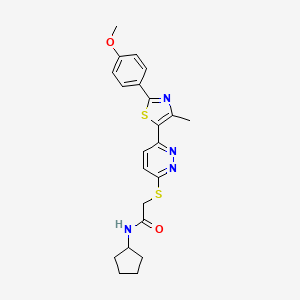 molecular formula C22H24N4O2S2 B2499956 N-cyclopentyl-2-((6-(2-(4-methoxyphenyl)-4-methylthiazol-5-yl)pyridazin-3-yl)thio)acetamide CAS No. 954639-69-1