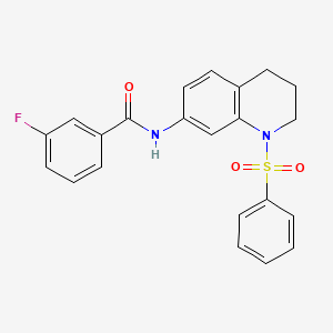 N-[1-(benzenesulfonyl)-1,2,3,4-tetrahydroquinolin-7-yl]-3-fluorobenzamide