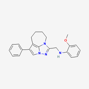 molecular formula C23H24N4O B2499962 2-甲氧基-N-((1-苯基-5,6,7,8-四氢-2a,3,4a-三氮杂环戊[cd]吖唑-4-基)甲基)苯胺 CAS No. 887859-80-5