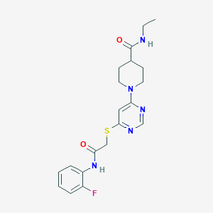 N-ethyl-1-(6-((2-((2-fluorophenyl)amino)-2-oxoethyl)thio)pyrimidin-4-yl)piperidine-4-carboxamide