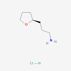 molecular formula C7H16ClNO B2499980 3-[(2R)-Oxolan-2-yl]propan-1-amine;hydrochloride CAS No. 2248183-59-5