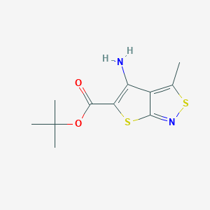 molecular formula C11H14N2O2S2 B2499984 Tert-butyl 4-amino-3-methylthieno[2,3-c][1,2]thiazole-5-carboxylate CAS No. 2248406-34-8