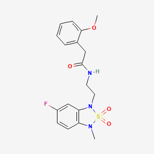 molecular formula C18H20FN3O4S B2499990 N-(2-(6-fluoro-3-methyl-2,2-dioxidobenzo[c][1,2,5]thiadiazol-1(3H)-yl)ethyl)-2-(2-methoxyphenyl)acetamide CAS No. 2034453-88-6