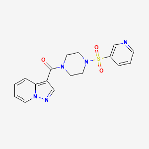 molecular formula C17H17N5O3S B2499998 Pyrazolo[1,5-a]pyridin-3-yl(4-(pyridin-3-ylsulfonyl)piperazin-1-yl)methanone CAS No. 1421584-14-6