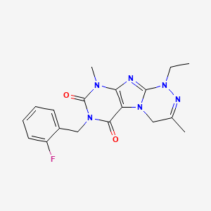 molecular formula C18H19FN6O2 B2500005 1-ethyl-7-(2-fluorobenzyl)-3,9-dimethyl-1,4-dihydro-[1,2,4]triazino[3,4-f]purine-6,8(7H,9H)-dione CAS No. 919006-86-3
