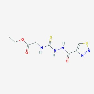 molecular formula C8H11N5O3S2 B2500036 Ethyl 2-({[(1,2,3-thiadiazol-4-yl)formohydrazido]methanethioyl}amino)acetate CAS No. 2415620-75-4