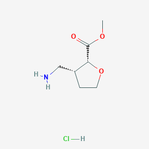 molecular formula C7H14ClNO3 B2500041 Methyl (2R,3R)-3-(aminomethyl)oxolane-2-carboxylate;hydrochloride CAS No. 2089246-41-1