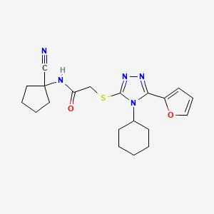 molecular formula C20H25N5O2S B2500046 N-(1-cyanocyclopentyl)-2-[[4-cyclohexyl-5-(furan-2-yl)-1,2,4-triazol-3-yl]sulfanyl]acetamide CAS No. 924191-08-2