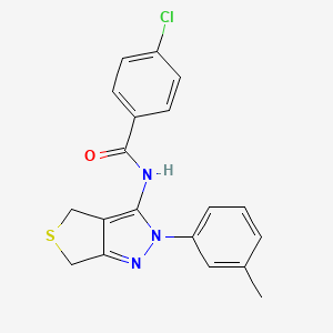 molecular formula C19H16ClN3OS B2500048 4-chloro-N-(2-(m-tolyl)-4,6-dihydro-2H-thieno[3,4-c]pyrazol-3-yl)benzamide CAS No. 392288-66-3