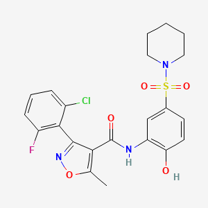 3-(2-chloro-6-fluorophenyl)-N-(2-hydroxy-5-(piperidin-1-ylsulfonyl)phenyl)-5-methylisoxazole-4-carboxamide