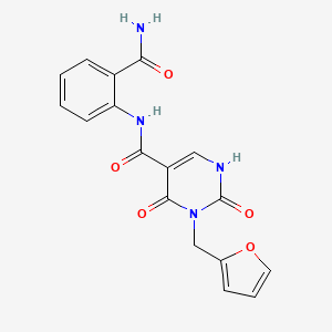 molecular formula C17H14N4O5 B2500058 N-(2-carbamoylphenyl)-3-(furan-2-ylmethyl)-2,4-dioxo-1,2,3,4-tetrahydropyrimidine-5-carboxamide CAS No. 1396880-95-7
