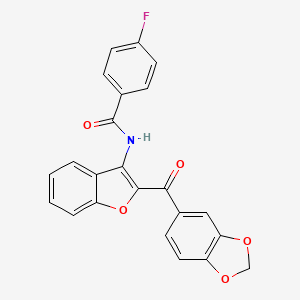 N-(2-(benzo[d][1,3]dioxole-5-carbonyl)benzofuran-3-yl)-4-fluorobenzamide