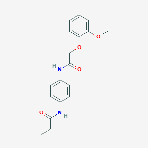 molecular formula C18H20N2O4 B250007 N-(4-{[2-(2-methoxyphenoxy)acetyl]amino}phenyl)propanamide 