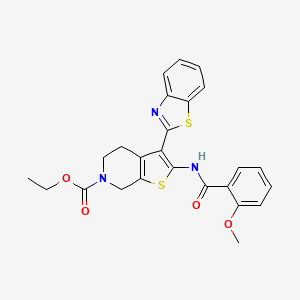 molecular formula C25H23N3O4S2 B2500073 ethyl 3-(benzo[d]thiazol-2-yl)-2-(2-methoxybenzamido)-4,5-dihydrothieno[2,3-c]pyridine-6(7H)-carboxylate CAS No. 946359-94-0