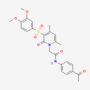 molecular formula C25H26N2O7S B2500074 N-(4-acetylphenyl)-2-(3-((3,4-dimethoxyphenyl)sulfonyl)-4,6-dimethyl-2-oxopyridin-1(2H)-yl)acetamide CAS No. 1251683-26-7