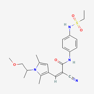 molecular formula C22H28N4O4S B2500091 (Z)-2-氰基-N-[4-(乙基磺酰氨基)苯基]-3-[1-(1-甲氧基丙酮-2-基)-2,5-二甲基吡咯-3-基]丙-2-烯酰胺 CAS No. 1252563-06-6