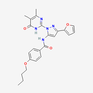 4-butoxy-N-[2-(4,5-dimethyl-6-oxo-1H-pyrimidin-2-yl)-5-(furan-2-yl)pyrazol-3-yl]benzamide
